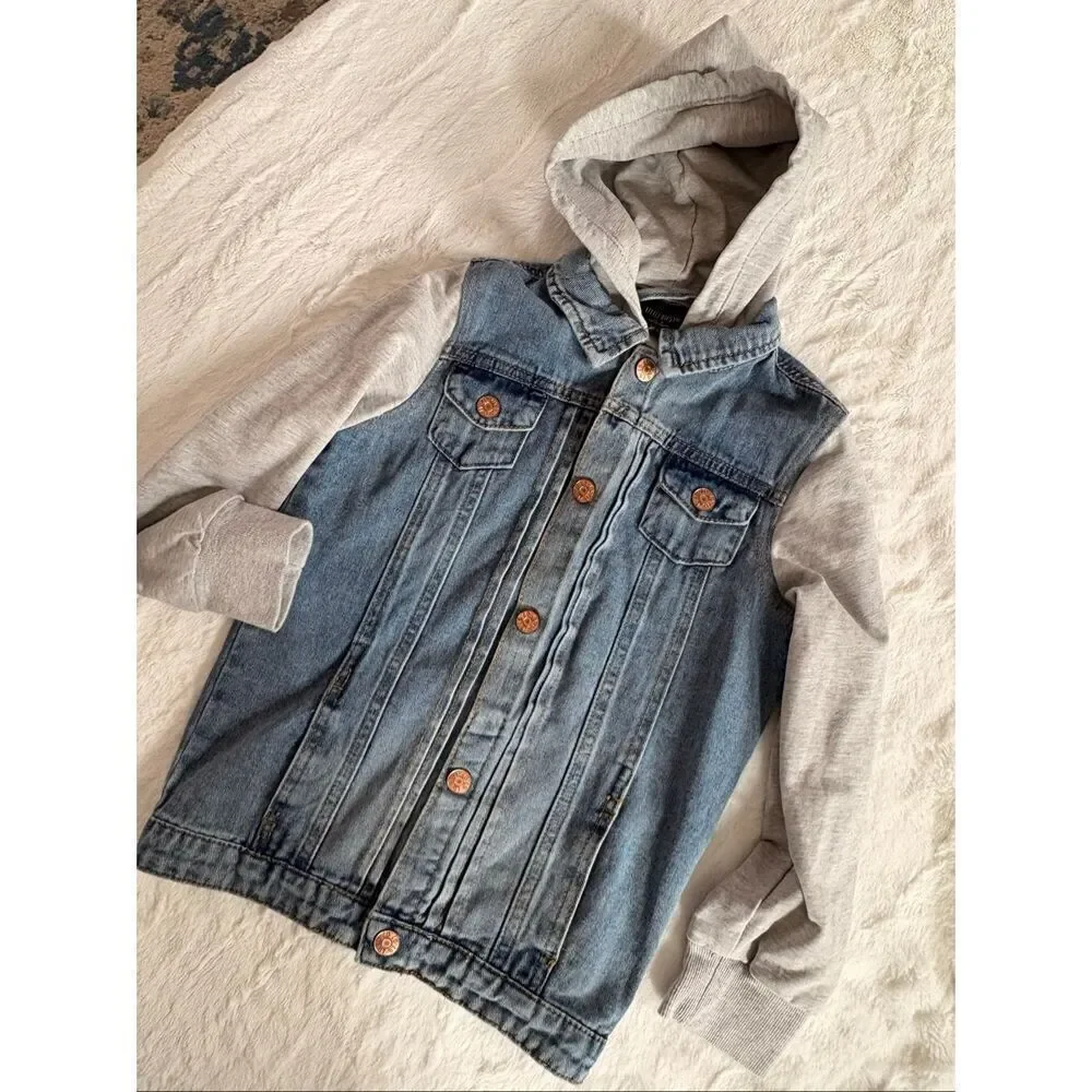 Little Bipsy Hooded Denim Jacket Size 5T 6T